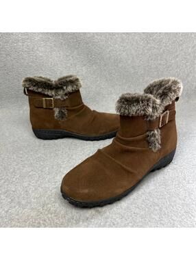 Khombu Ankle Boots Women's Size 9 Lindsay Brown Leather Suede Zip Winter comfort